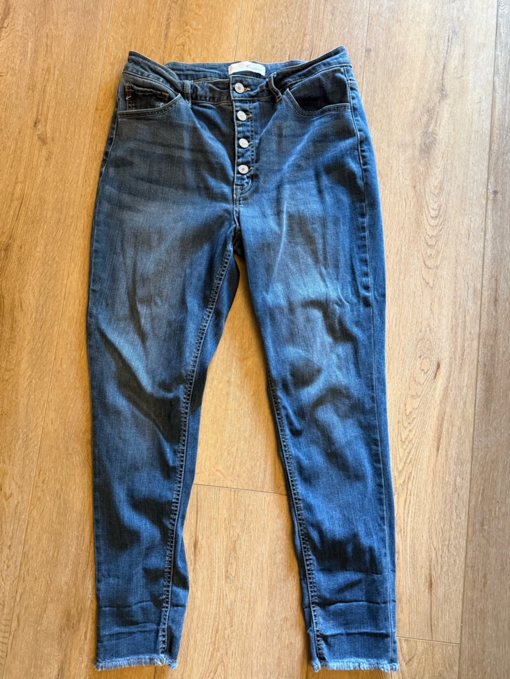 KanCan High-Rise Button-Fly Dark Blue Jeans